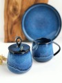 cukiernica ceramiczna niebieska ręcznie robiona
