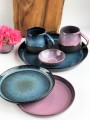 zestaw - taca + talerze + kubki ceramiczne