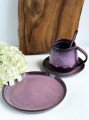 zestaw talerzyk plus filiżanka różowo-fioletowy