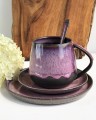 zestaw talerzyk plus filiżanka różowo-fioletowy