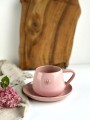 różowa filiżanka ceramiczna ręcznie robiona z sercem ok. 250 ml