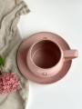 różowa filiżanka ceramiczna ręcznie robiona z sercem ok. 250 ml
