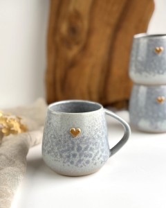 Kubek ceramiczny beczułka 320 ml - Szara lawenda