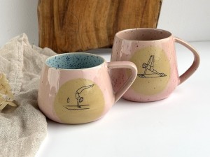 Kubek / filiżanka ceramiczna beczułka 250 ml - Joga różowy 