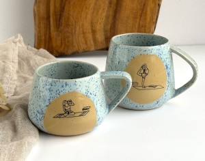 Filiżanka / Kubek ceramiczny beczułka 250 ml - Joga niebieski