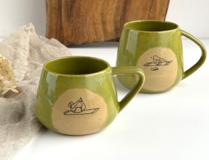 Filiżanka / Kubek ceramiczny beczułka 250 ml - Joga zielony 