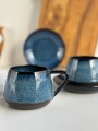 zestaw dla dwojga - filiżanki ceramiczne w odcieniach niebieskiego i granatu 250 ml