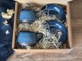 zestaw dla dwojga - filiżanki ceramiczne w odcieniach niebieskiego i granatu 250 ml
