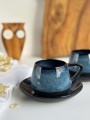 zestaw dla dwojga - filiżanki ceramiczne w odcieniach niebieskiego i granatu 250 ml