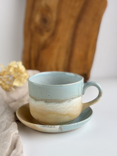 duża filiżanka do cappuccino 350 ml - niebieskie migdały